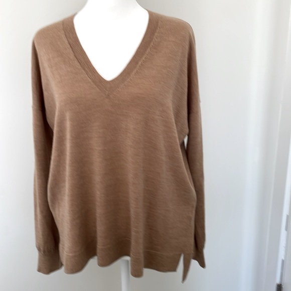 J Crew - camel v-neck sweater- small - Picture 1 of 8